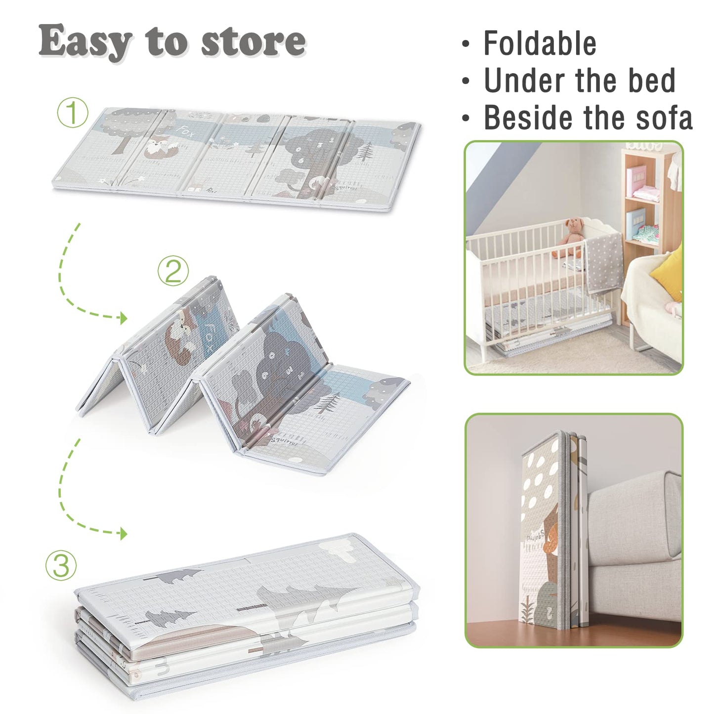 Fodoss Baby Play Mat, 59X59Inch Play Mat, 0.4 In Thick Waterproof Playmat For Babies,Kids Foam Play Mat,Waterproof, Carlwing Mat