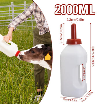 2 Quart Calf Nursing Feeding Bottle With A Replacement Nipple, Calves Nursing Milk Feeding Bottle With Handle Livestock Supplie
