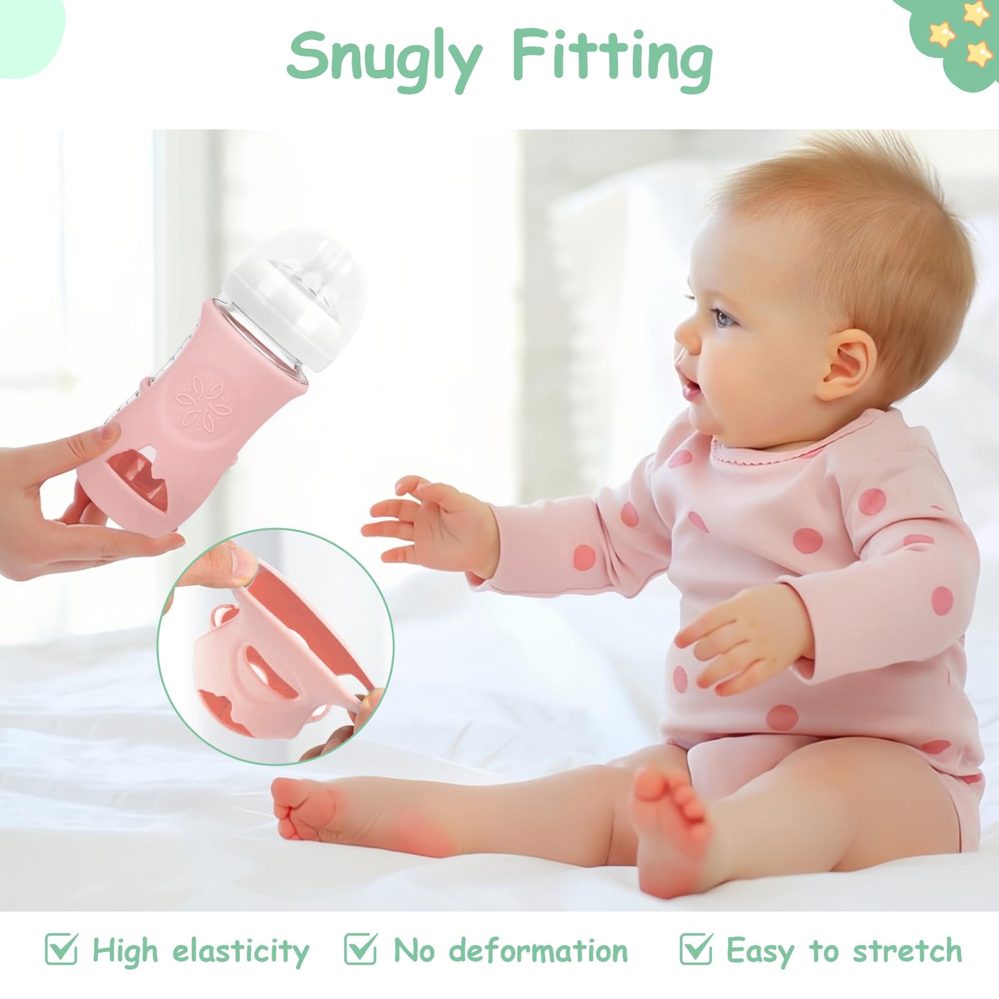 4 Pack Silicone Sleeves For Philips Avent Glass Natural Baby Bottles 8Oz, Anti Breakage Baby Bottle Sleeve For Philips Avent Gla