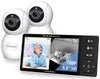 Hellobaby 720P 5.5' Hd Baby Monitor 2 Cameras And Audio, No Wifi, Split Screen Remote Pan Tilt Zoom Video Baby Monitor Wide Vie