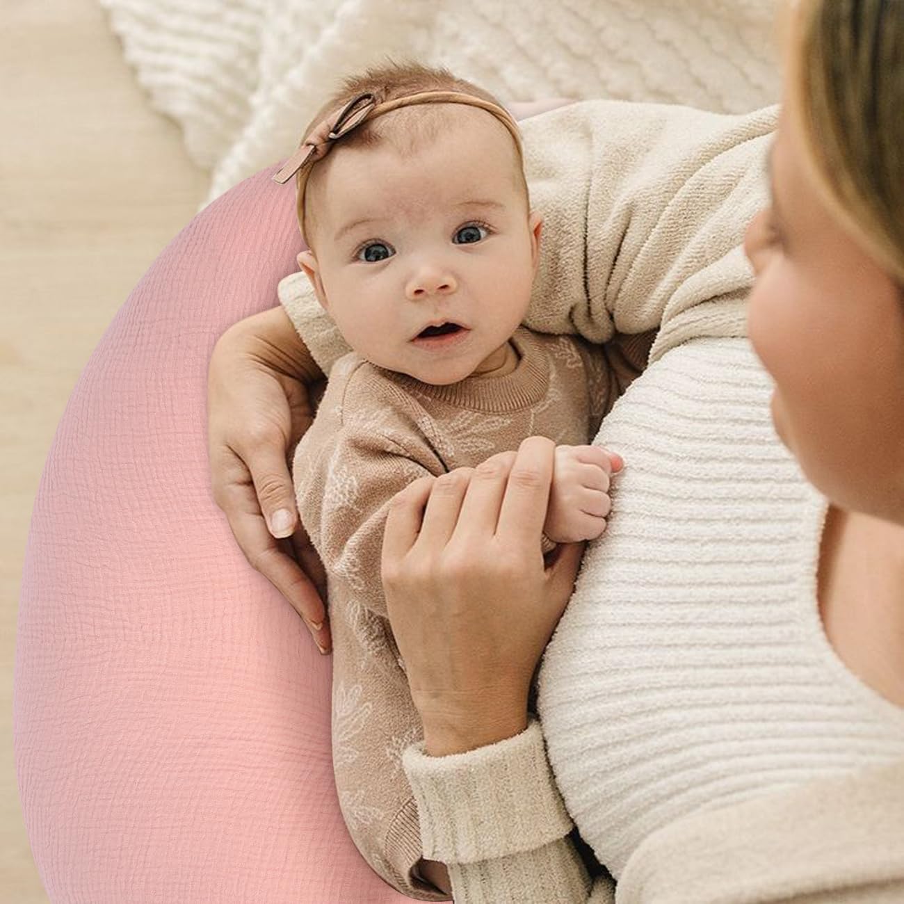 Nursing Pillow Cover - 2-Pack Muslin Cotton Removable Covers For Breastfeeding Pillows, Ultra-Soft Baby Feeding Pillowcase For N