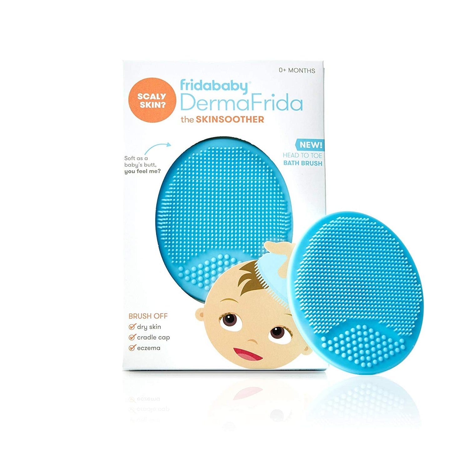 Frida Baby Dermafrida The Skinsoother Baby Bath Silicone Brush Baby Essential For Dry Skin, Cradle Cap And Eczema (1 Pack)