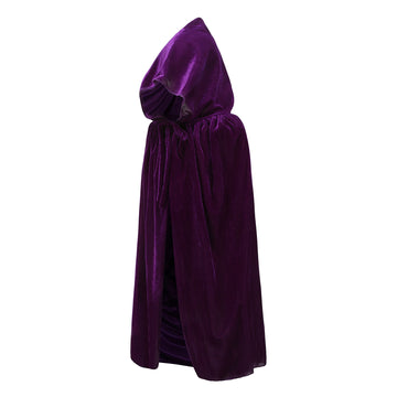 Knelor Kids Hooded Velvet Cloak Robe Halloween Cosutme Cape Fancy Cosplay Costumes 3 To 16 Years (S/Age 3-4, Purple)