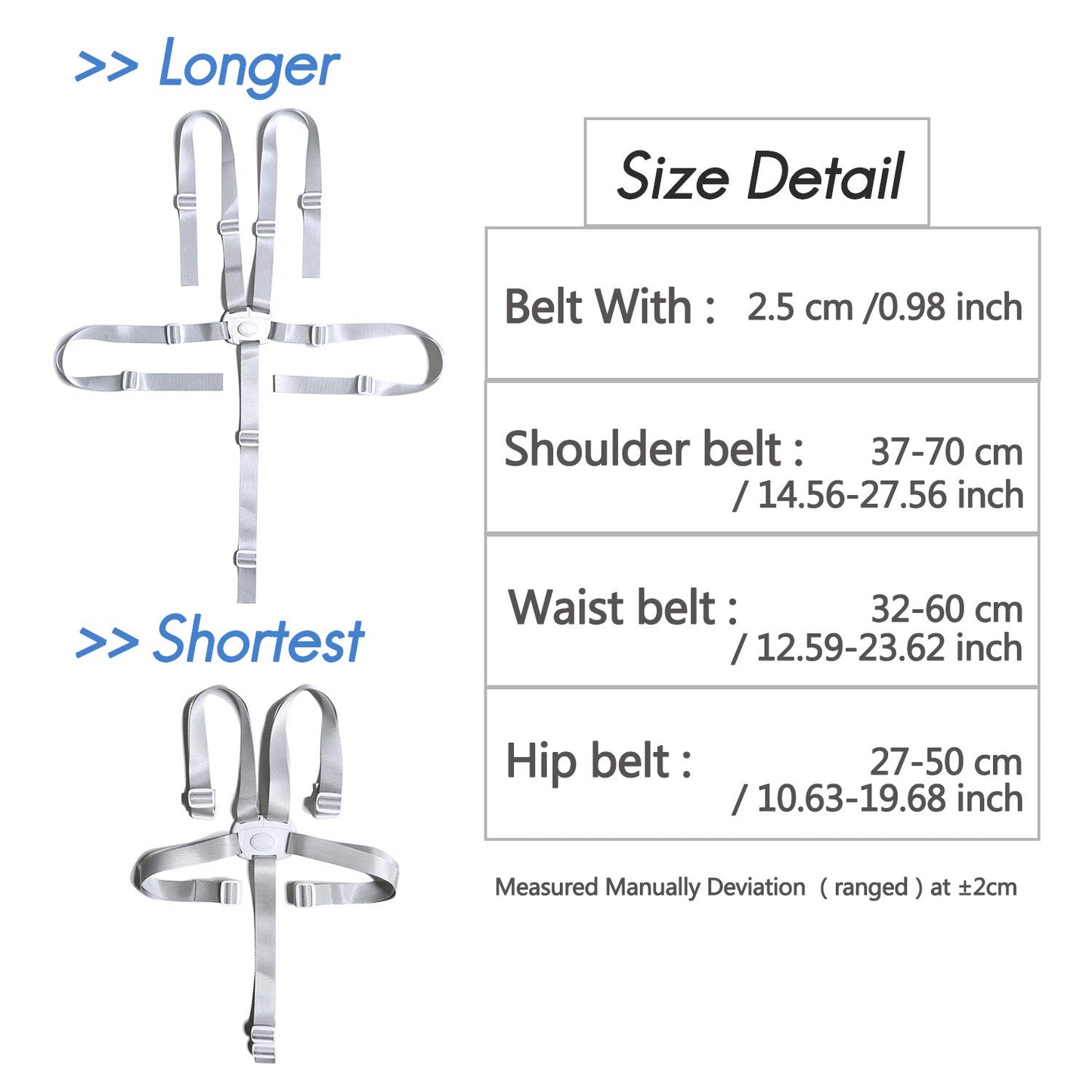 Zarpma High Chair Security Straps, Replacement 5 Point Children Safety Harness Convertible Straps For High Chair/Pram/Buggy/Kid