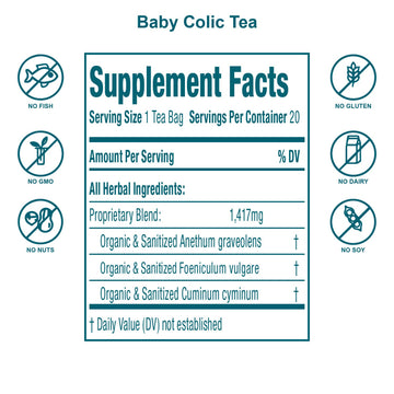 Secrets Of Tea Baby Colic Tea For Gas, Acid Reflux Relief, Tummy, And Sleep - Natural Usda Organic Caffeine-Free Herbal Calming
