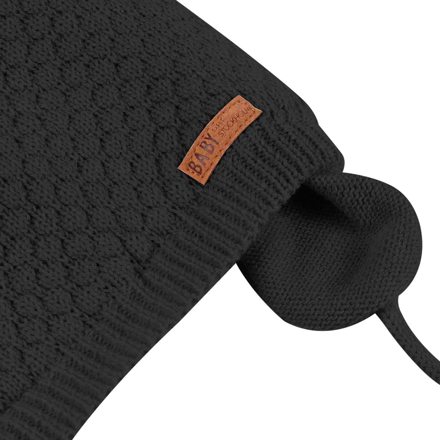 Duoyeree Kids Baby Hat Soft Warm Cable Knit Beanie Toddler Girl Fall Winter Hats(Black,6-12 Months)