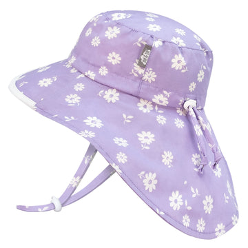 Jan & Jul Grow-With-Me Adjustable Wide Brim Baby Girl Sun-Hat For Toddler (M: 6-24 Months, Purple Daisy)