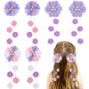 Oaoleer 6Pcs Hair Bows For Girls, Purple Flower Hair Accessories For Girls Grosgrain Ribbon Bows With Alligator Clips Girl Hair