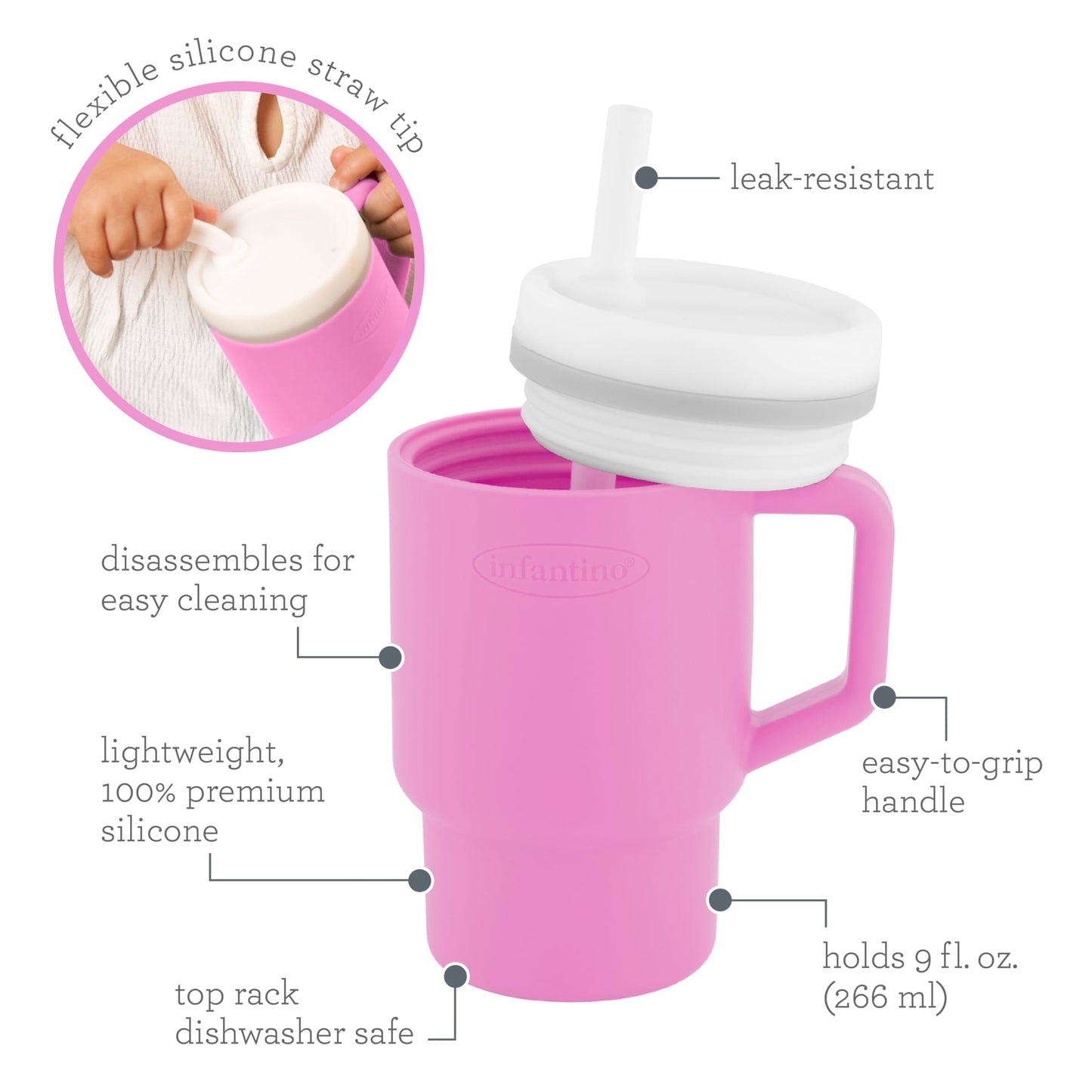 Infantino My 1St Tumbler - Adorable Miniature Tumbler With Leak-Resistant Straw And Toddler-Friendly Handle, Encourages Hydratio