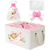 Pickmesh Rectangular Baby Storage Basket With Gift Bags Ribbons Collapsible Large Canvas Storage Bin With Handles For Organizing