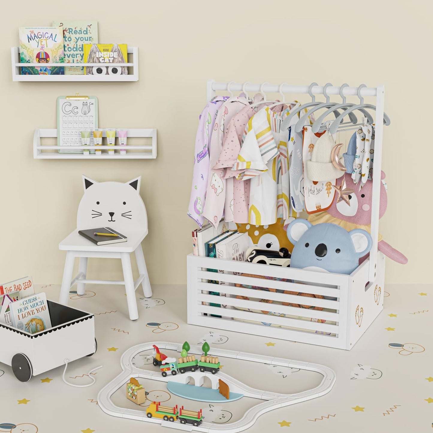 Bamboohomie Baby Shower Crate Closet, Baby Baskets With Hangers Handle, Baby Crate Box For Baby Shower, Welcome Gift Basket For