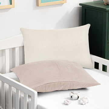 Caruili Muslin Toddler Pillowcase For 13 X 18 Pillow, 2 Pack Small Travel Pillow Cases Covers With Envelope Closure, Soft & Brea