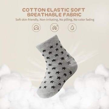 Aroveea Non Slip Grip Ankle Baby Socks 5-7 Years Old Big Kid For Toddler Boys And Girls Kids Socks 12 Pack, Cute Cotton Baby Soc