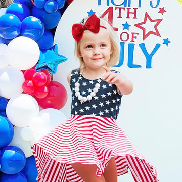 Yanjie Hairband, 4Th Of July Baby Girl Bows Headband, Premium Soft Velvet & Nylon Fabric In Red, White, Blue, Handmade, One Size