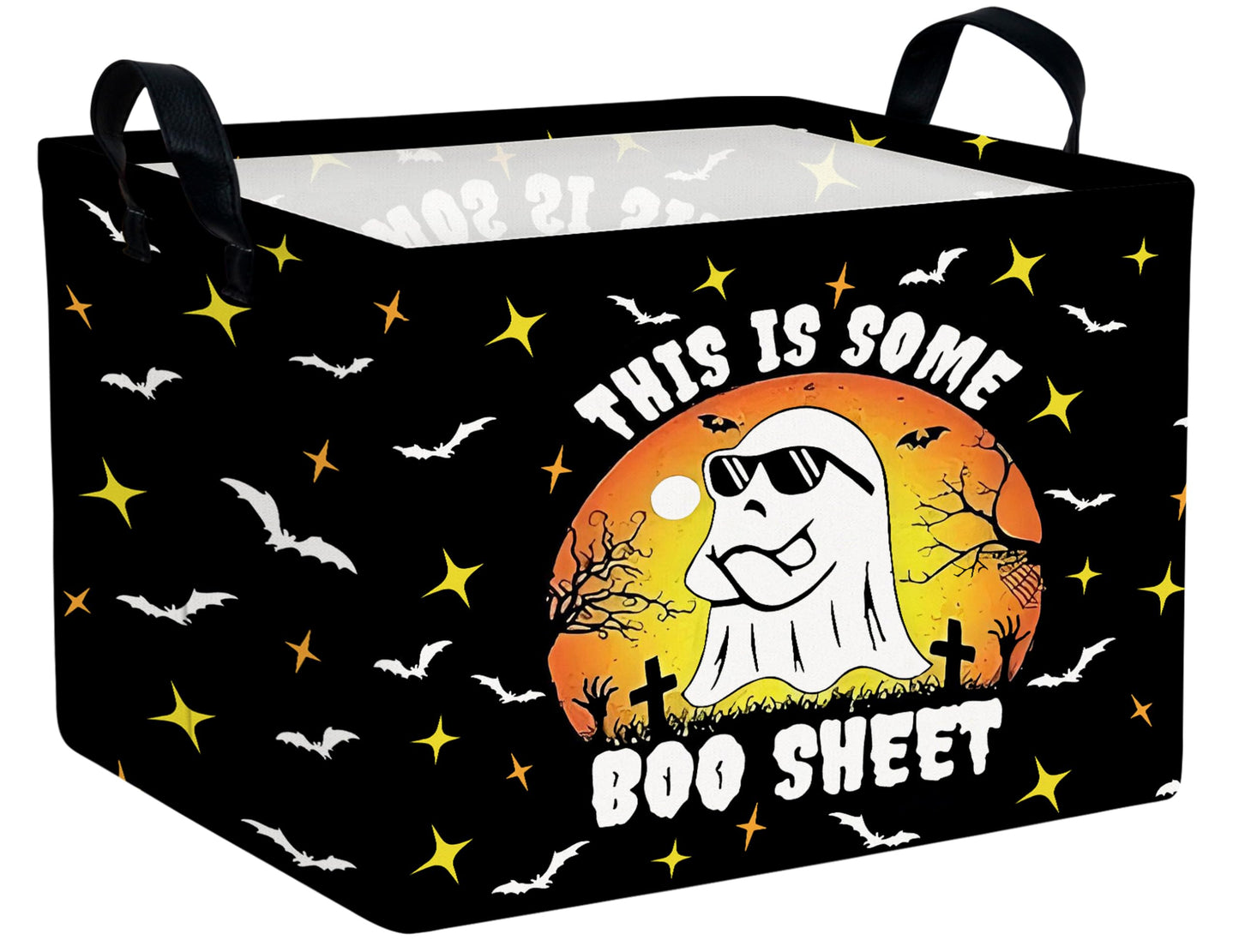 BOOHIT Large Halloween Themed Candy Gift Boo Basket for Kids Baby Personalized Adults Storage Bin Fall Decor(Sunglasses Spooky)