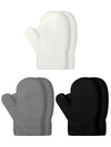 SATINIOR 3 Pairs Toddler Magic Stretch Mittens Little Girls Knit Mitten Baby Boys Soft Winter Knitted Gloves(Black,White,Gray,4-