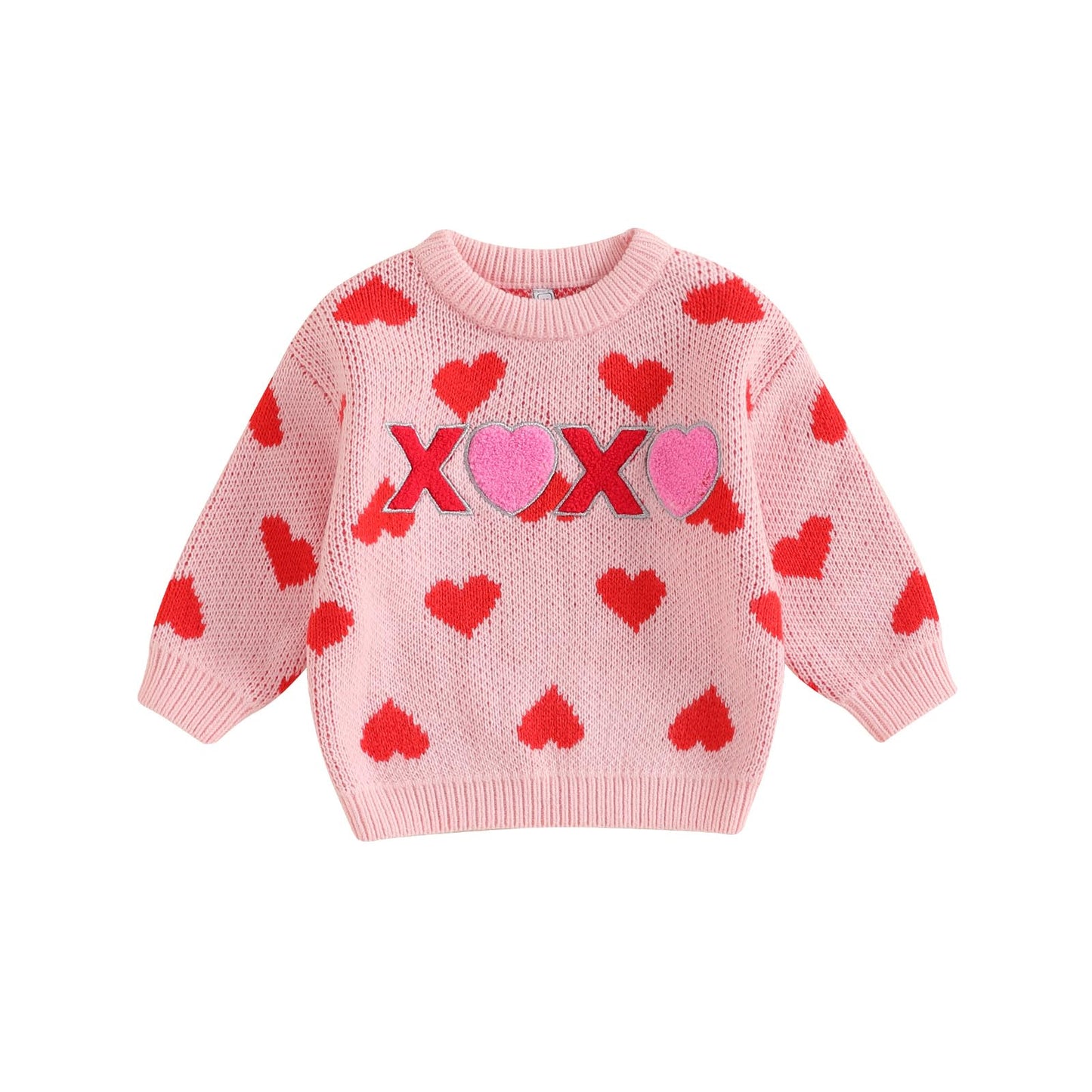 JLKGICF Toddler Baby Girl Chunky Sweater Cute Bow/Heart Print Sweater Pullover Crewneck Shirt Valentines Day Spring Clothes (Pin