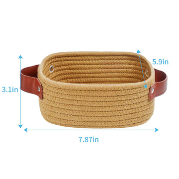 Abenkle Small Storage Basket, Baby Basket, Cute Tiny Cotton Rope Woven Basket,Shelf Basket, Boho Decorative Toy Dog Cat Basket F