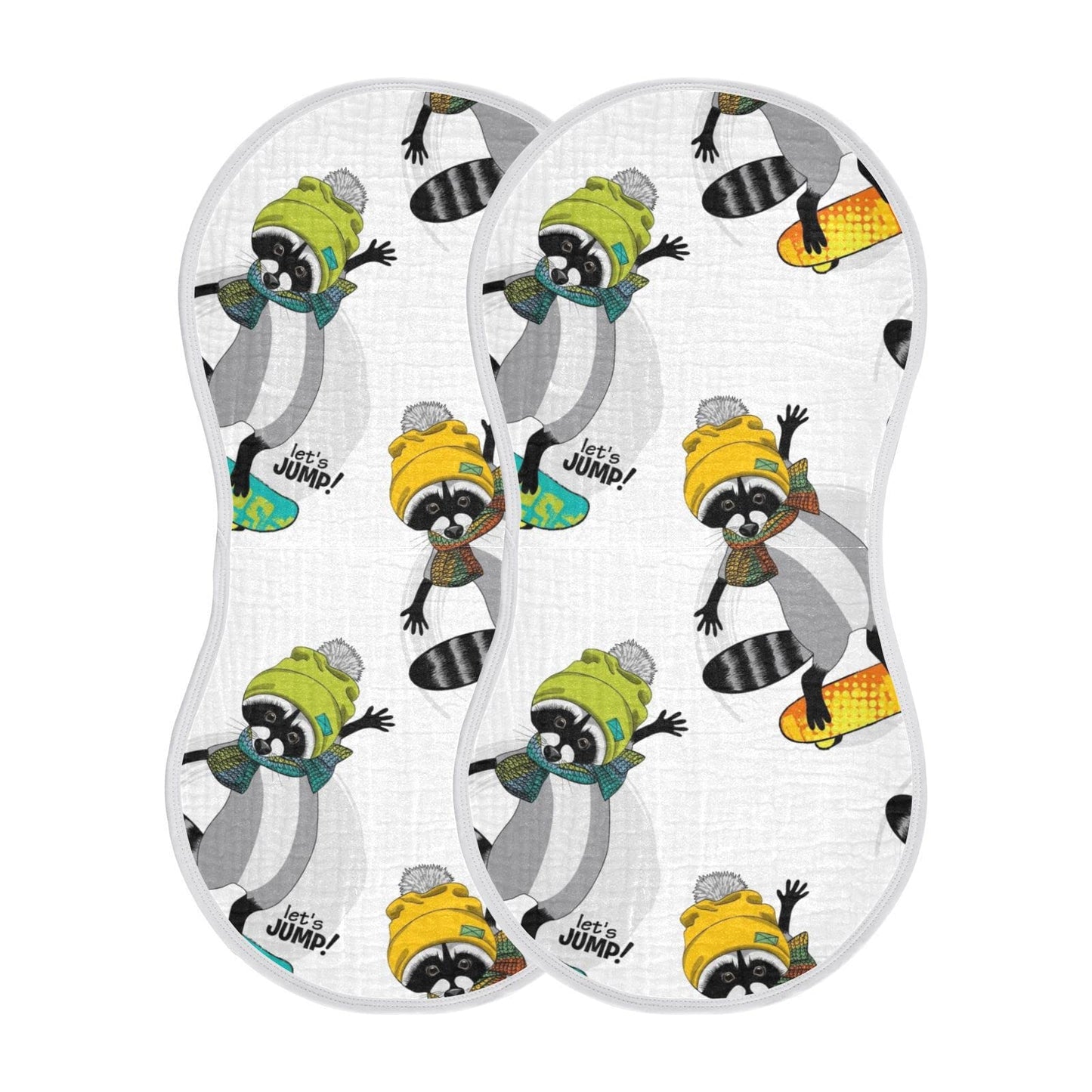 YYZZH Raccoon and Skateboard Pattern Muslin Burp Cloths for Baby 2 Pack 100% Cotton Baby Washcloths Bibs for Boy Girl