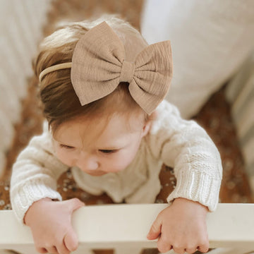 Ncmama Baby Girls Headbands Newborns Bows Elastic Nylon Hairbands For Infants Toddlers Hair Accessories,Pack Of 3 (Type A)