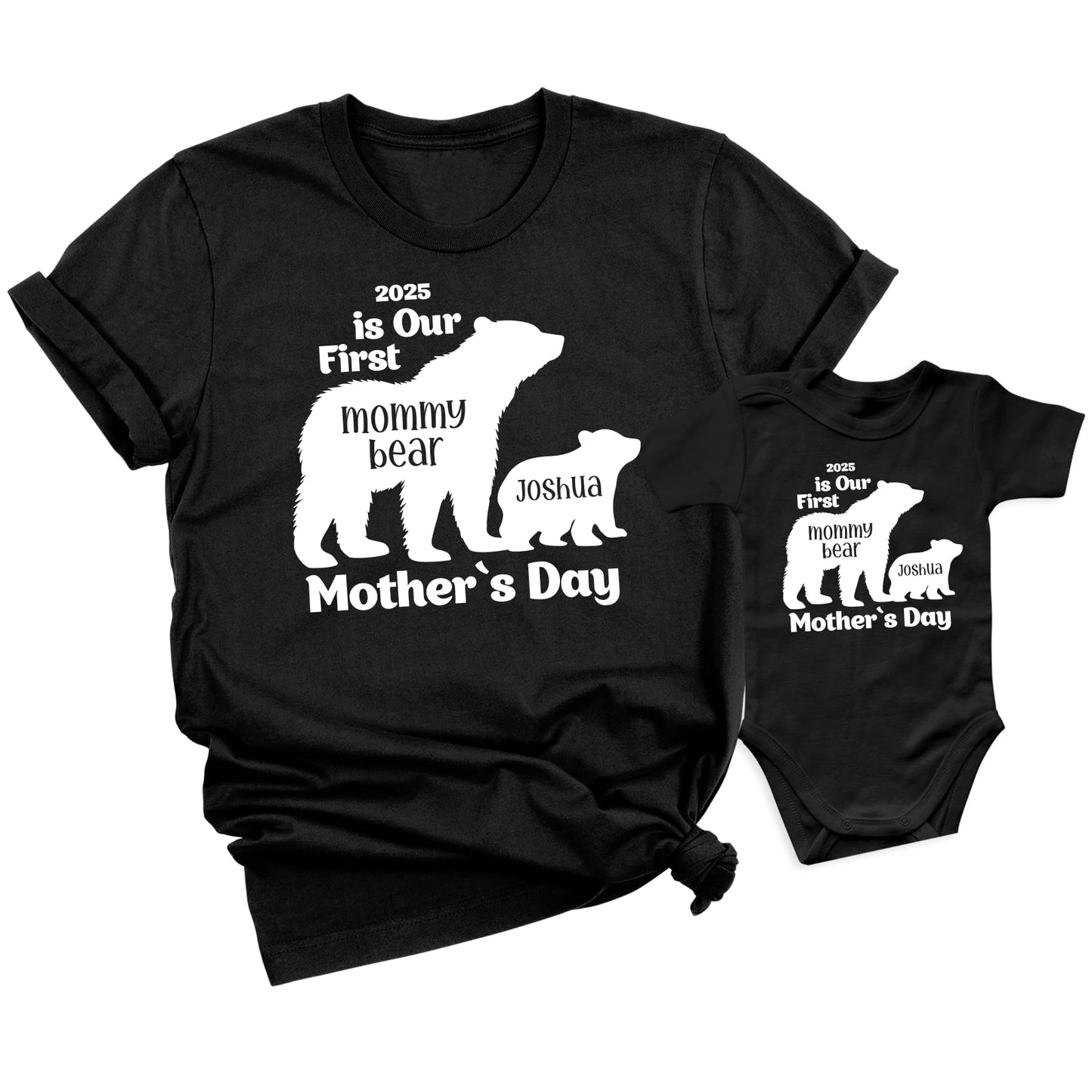 Our 1St Mother 'S Day Shirt, Mommy And Me Shirts, Matching First Mother 'S Day Outfits, Customizable With Names And Date, Baby B