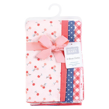 Hudson Baby Unisex Baby Cotton Flannel Burp Cloths, Cherry Sweet, One Size