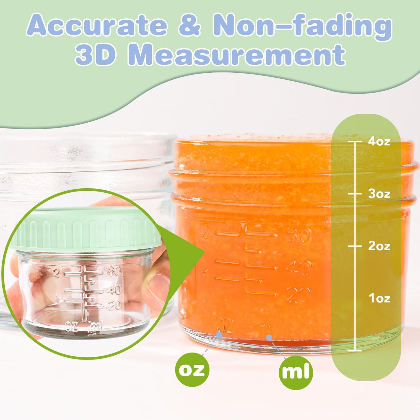 Rowinsydd 8 Pack Glass Baby Food Storage Containers, 4 Oz Leakproof Baby Food Jars With Lids, Small Glass Food Containers For In