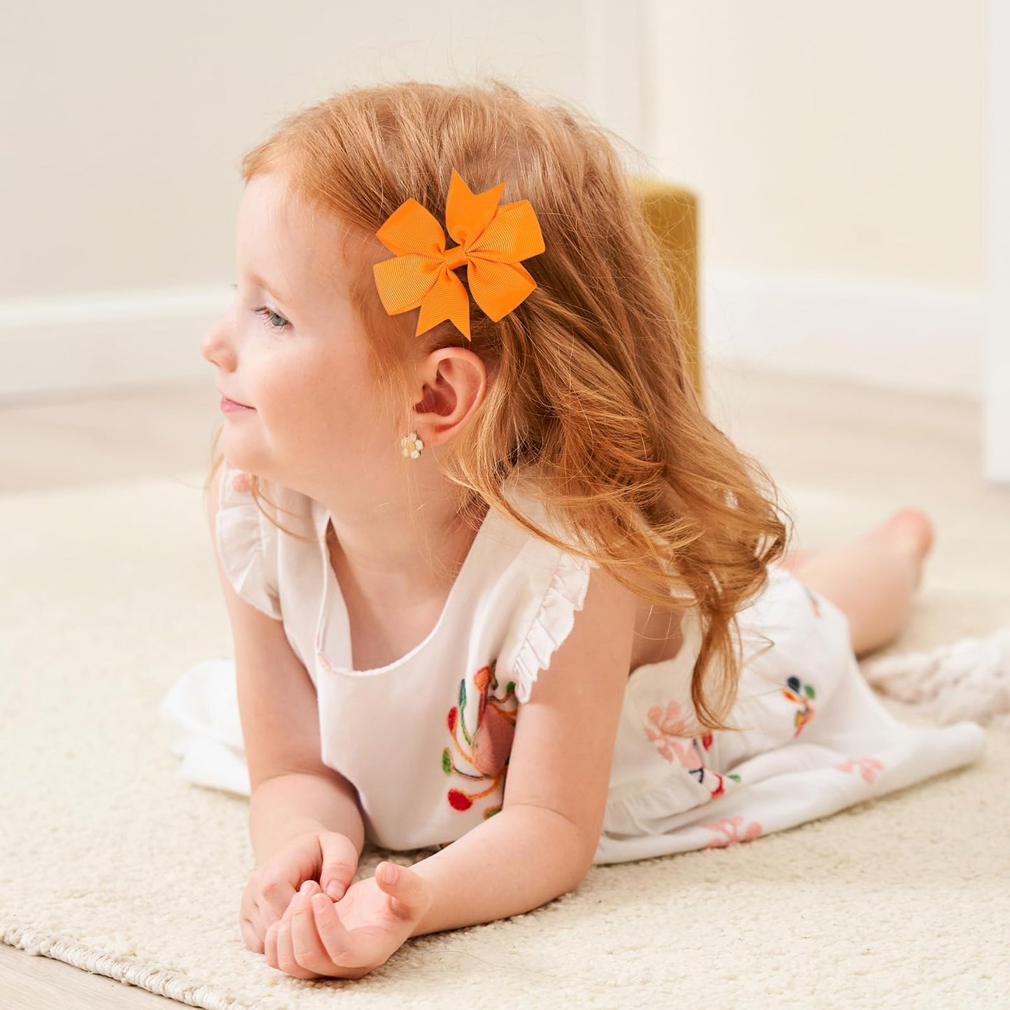 Choicbaby 3 Inches Hair Bows For Girls Orange Grosgrain Ribbon Pinwheel Hair Bows Clips Toddler Bows Hair Clips For Birthday Bab