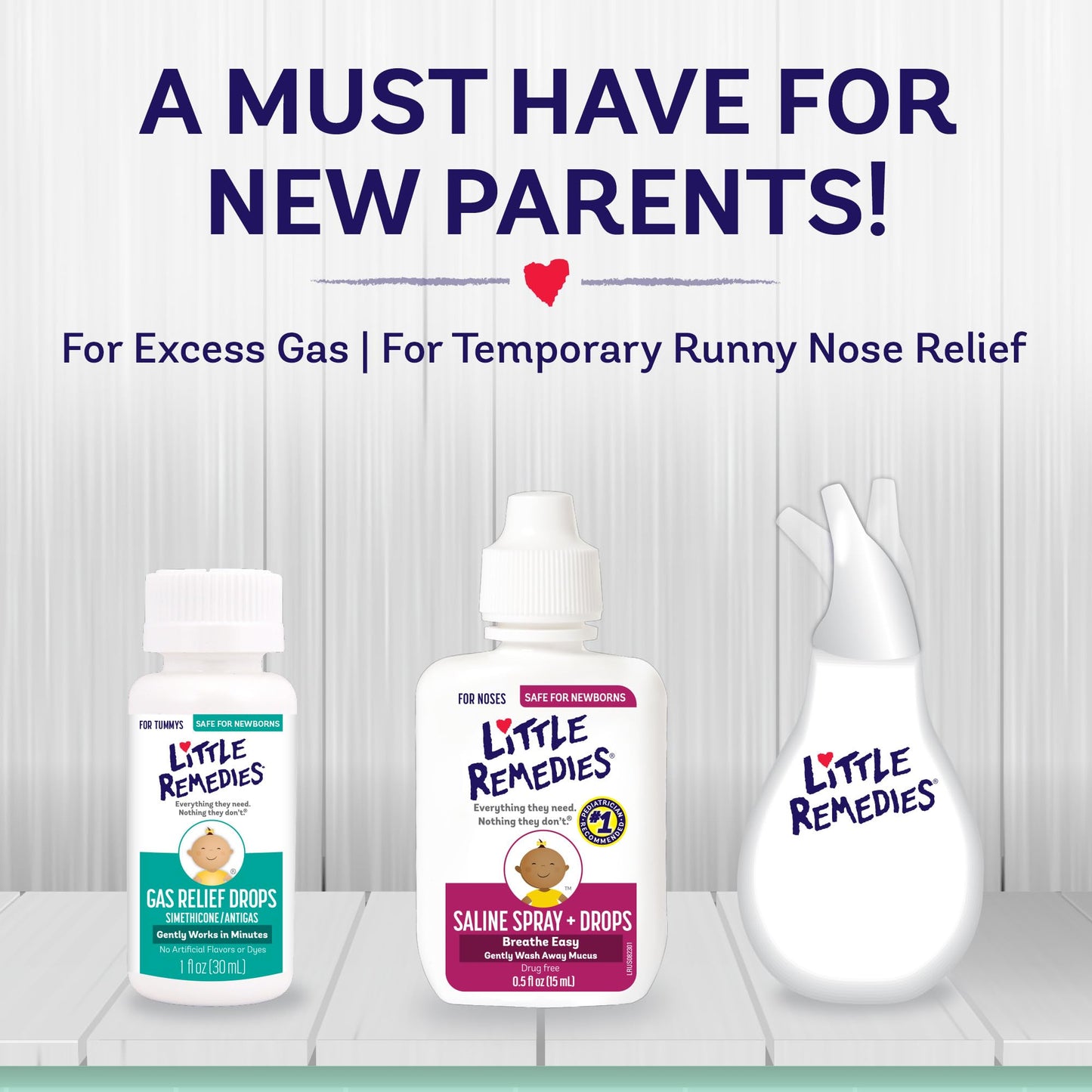 Little Remedies, New Baby Essentials Kit, 6 Newborn Essentials, Saline Nasal Spray, Gas Relief Drops, Gripe Water, Fever Relieve