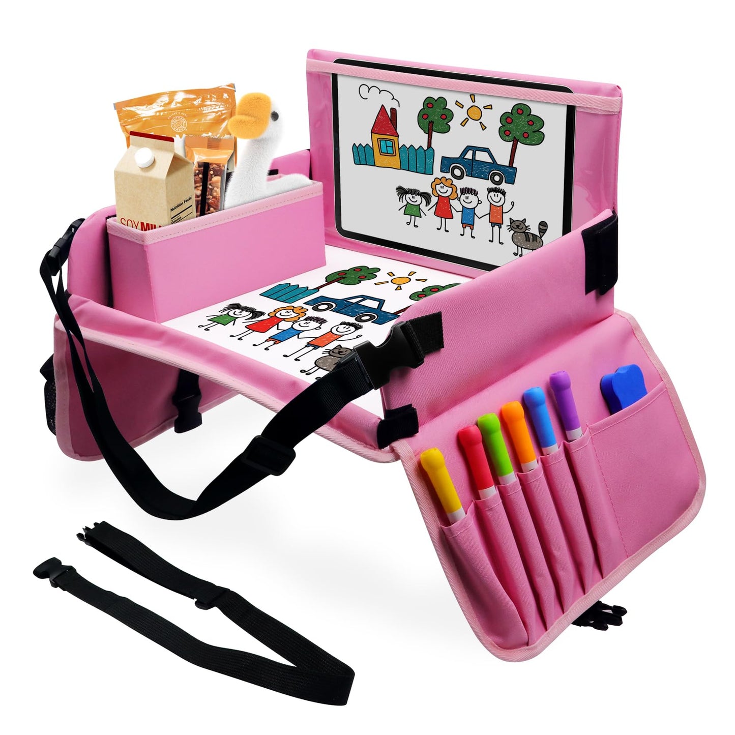 Julaiwy Car Seat Tray for Kids Travel, Carseat Tray for Toddler Road Trip Activities, Car Trays for Kids Road Trip Essentials, T