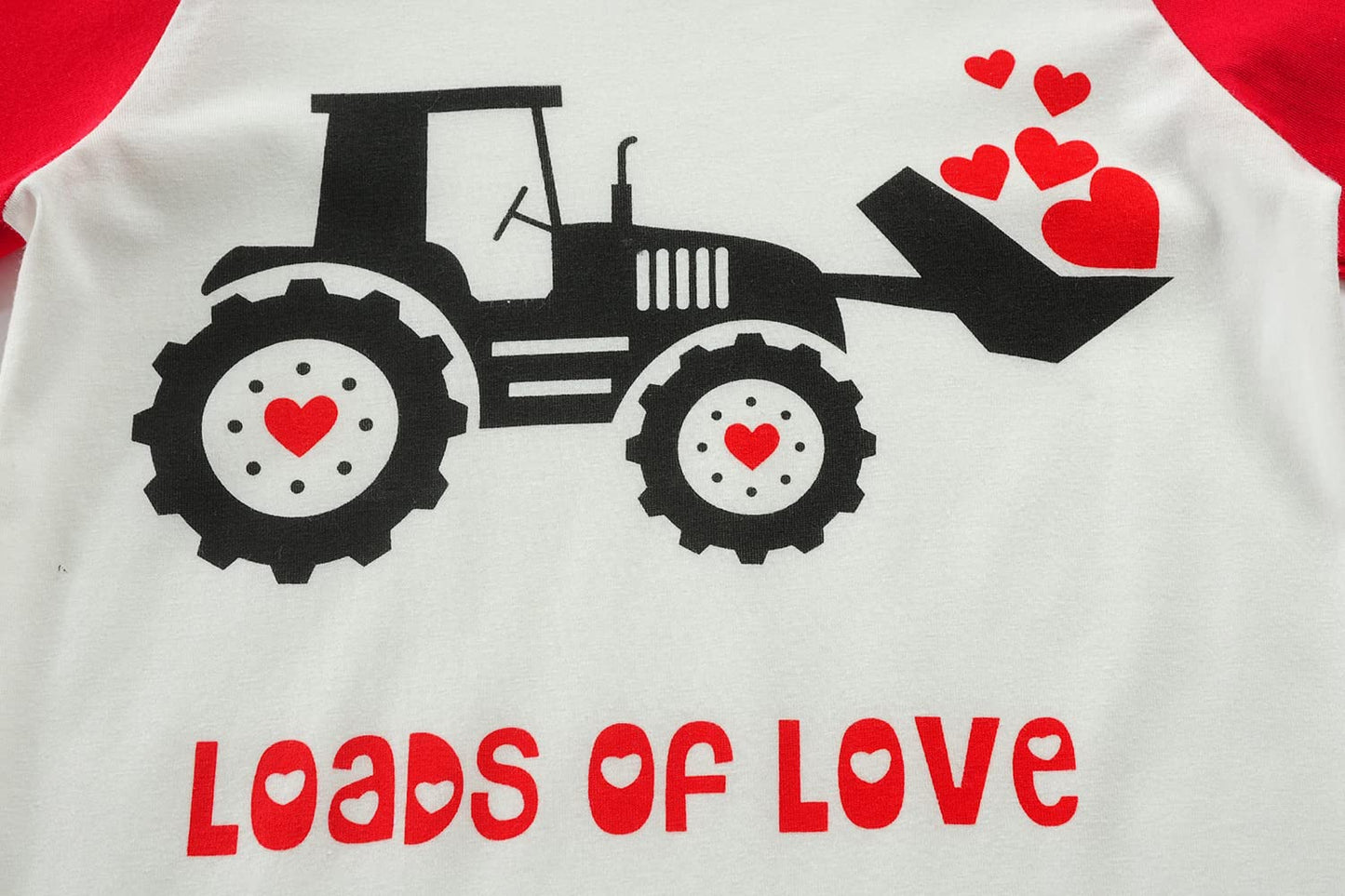 Ddsol Toddler Boys Girls Valentine'S Day T-Shirt Bulldozers Loads Of Love Heart Long Sleeve Tees Kids Boys Tops 6T