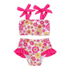 Younger Tree Toddler Girls Two Pieces Swimsuit Color Block Stripe Swimwear Summer Beach Bathing Suit 18M-5T(Roseo#Flower 12-18 M