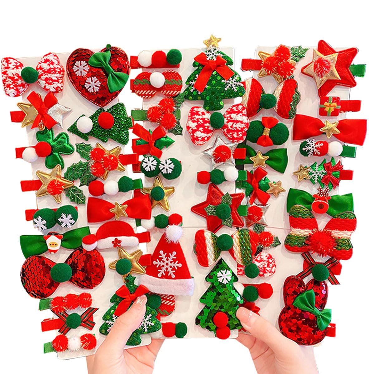 Ewanda store 30 Pcs Christmas Baby Girls Hair Clips,Kids Bow Hair Clips,Baby Flower Hairpins Hair Barrettes Hair Accessories for