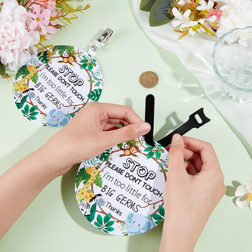 Pligreat 2 Pack No Touching Baby Car Seat Sign, No Kissing Baby Stroller Tag With Hanging Straps And Clip, Please Dont Touch Bab