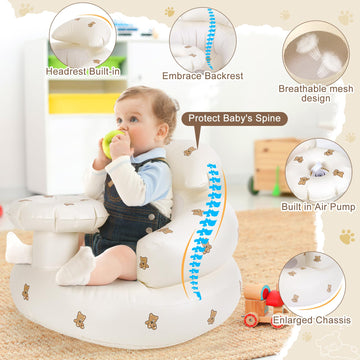 Welltop Inflatable Baby Seat With Tray, Inflatable Baby Chair For Babies 3 Months & Up, Blow Up Baby Chair For Entertaining, Inf