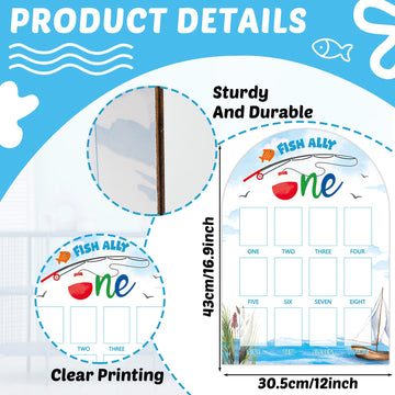 My First Year Photo Board Fish Ally One Photo Board Fishing One Year Birthday Party Decorations First Year Picture Frame 12 Mont