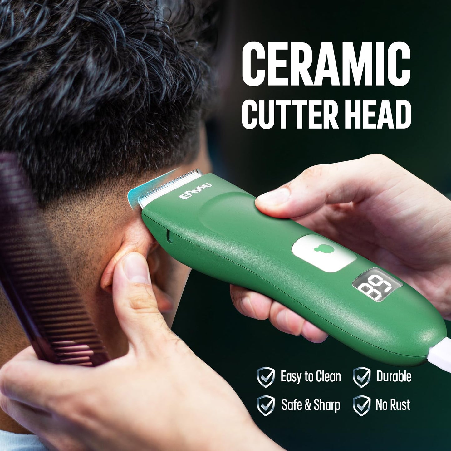 Enssu Baby Hair Clippers, Rechargeable Hair Clipper For Kids With Led Display, Baby Hair Cutting Kit With Skin-Safe Blade,Cordle