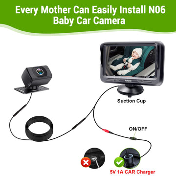 Rohent Baby Car Camera Hd 1080P For Backseat: Usb Plug And Play Easy To Install - Carseat Camera Rear Facing Infant Crystal Nigh
