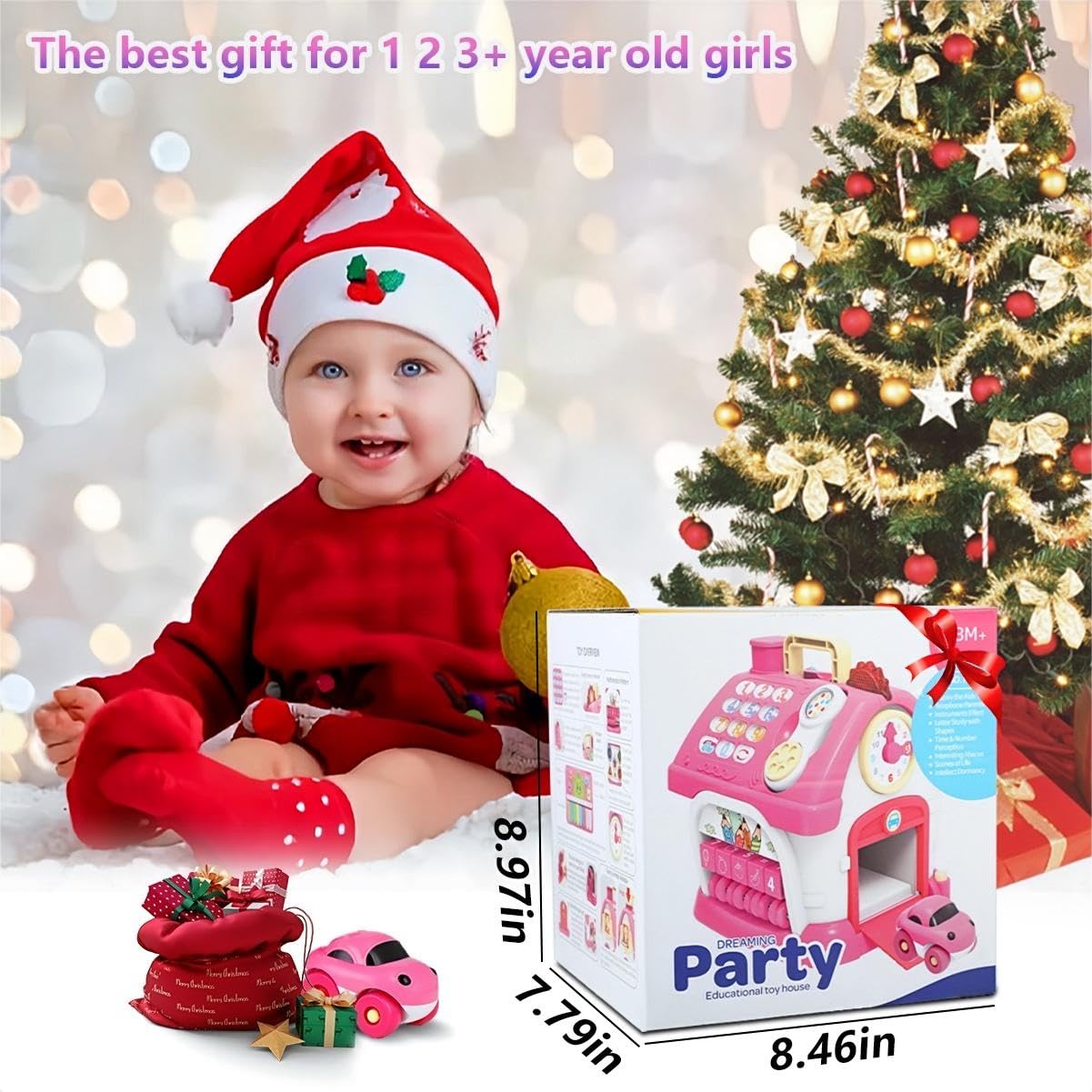 OKREVIEW Toys for 1+ Year Old Girls - Montessori Musical Toys for Toddlers Age 1-2, 8-in-1 Multi-Functional House Toys with Soun