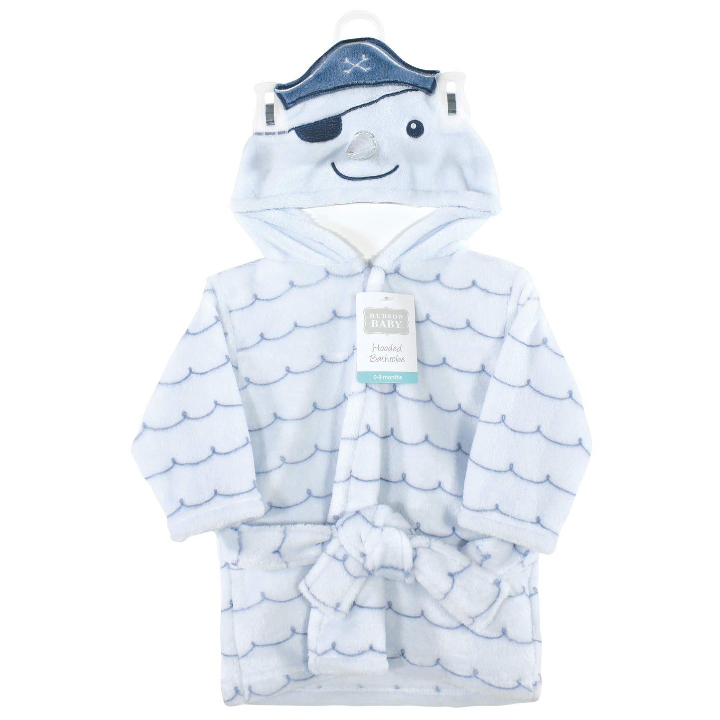 Hudson Baby Unisex Baby Plush Animal Face Bathrobe, Narwhal, 0-9 Months