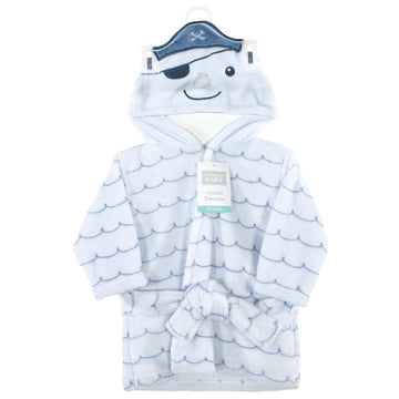 Hudson Baby Unisex Baby Plush Animal Face Bathrobe, Narwhal, 0-9 Months