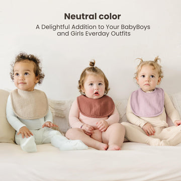 Konssy 10-Pack Muslin Baby Bibs, Soft Cotton Bandana Bibs For Drooling & Teething, Unisex Solid Colors For Boys & Girls, Newborn