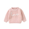 Toddler Baby Boys Girls Sweater Embroidered Long Sleeve Sweater Knitted Shirt Valentines Outfits Clothes Pink White