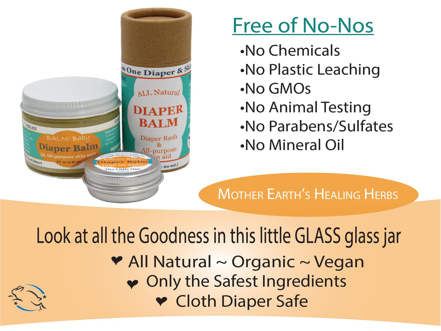 Balm! Baby Diaper Balm - Organic Diaper Rash Cream - Cloth Diaper Rash Cream Balm | Multipurpose Skin Aid | Natural - Vegan - He