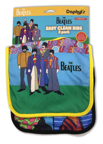 Daphyls The Beatles, All You Need Is Love, Extra Soft Meal Time Bibs 2 Pack
