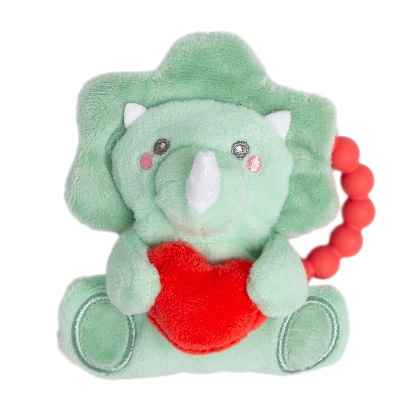 Pearhead Dinosaur Baby Teether - BPA-Free Silicone Teething Ring, Soft Crinkle Sensory Rattle, Dino Baby Gift for Boys and Girls