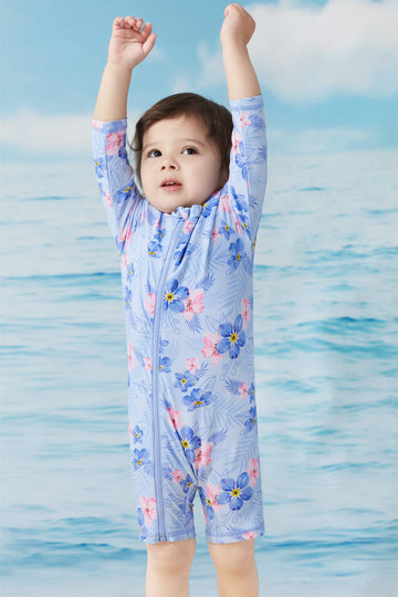 Umelok Toddler Girls Swimsuit One Piece Full Zip With Long Sleeve Upf 50+ Sun Protection Swimwear Rash Guard Shirts Purple-Geran