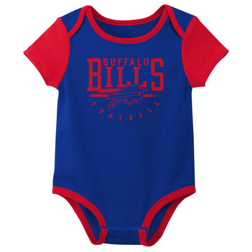 Outerstuff Nfl Newborn Baby And Infant Short Sleeve Bodysuit Variety 3-Pack - Buffalo Bills, 3-6M