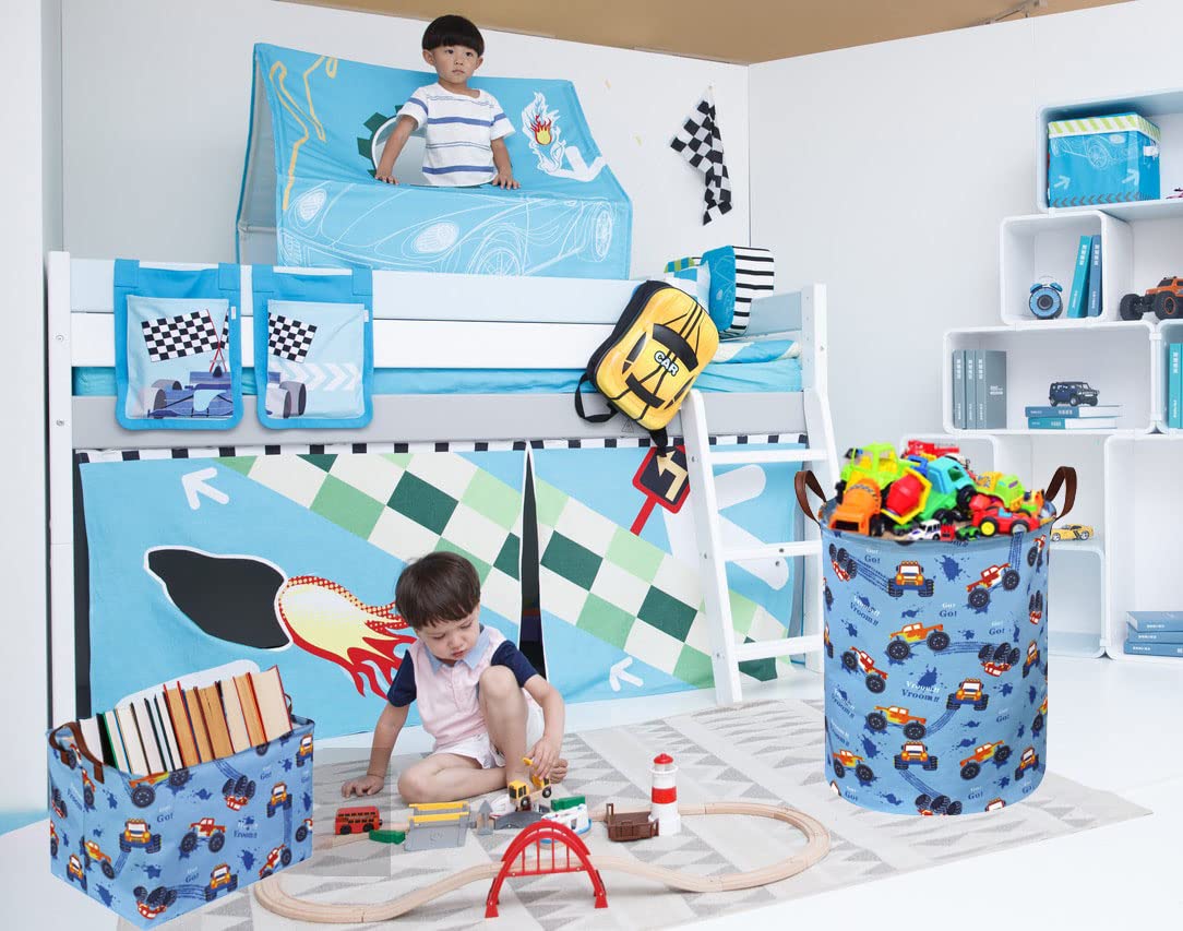 Sanjiaofen Kids Boys Hamper, Kids Laundry Basket Collapsible Monster Truck Storage Baskets For Boy Room Decor,Office,Toy Organiz