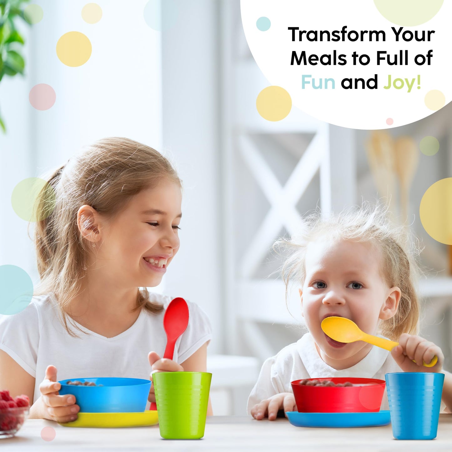 Plaskidy Kids Cups Set Of 12 Plastic Toddler Cups 8 Ounce Children Drinking Cups Tumblers - Reusable Dishwasher Safe Bpa Free Cu